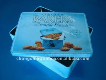 Rectangular tin box for cookie, biscuits packaging tin can