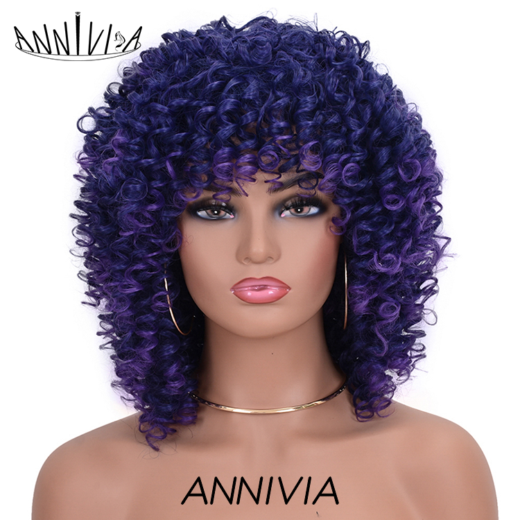 Supplier Afro Curly Wigs omber brown color  Heat Resistant Fiber for black women synthetic wig kinky curly short wigs