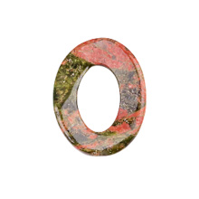 Unakite Twist 18x23mm QQ Circle & Hollow Oval Pendant Beads