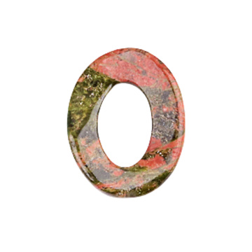 Unakite Twist 18x23mm QQ Circle & Hollow Oval Pendant Beads