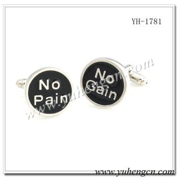 YH-1781Novelty No Pain No Gain Words Cufflinks Wholesale