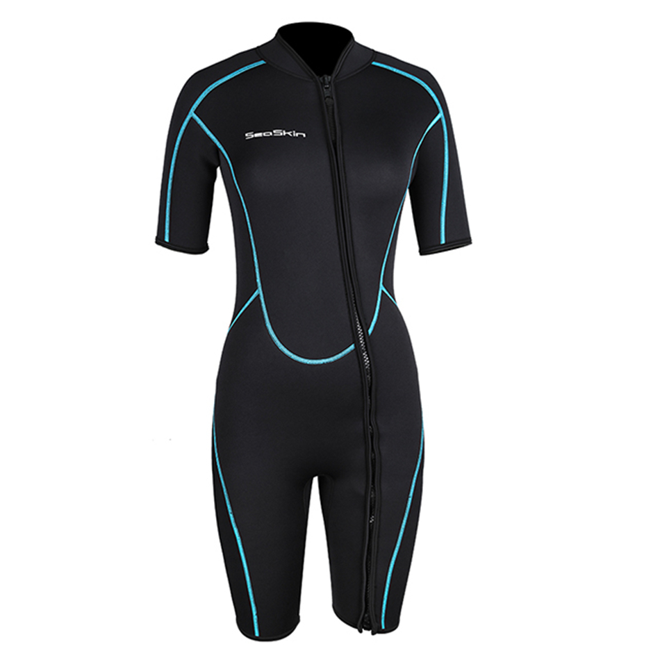 Seackin 3mm Neoprene Front Zip Shorty Diving Wetsuits