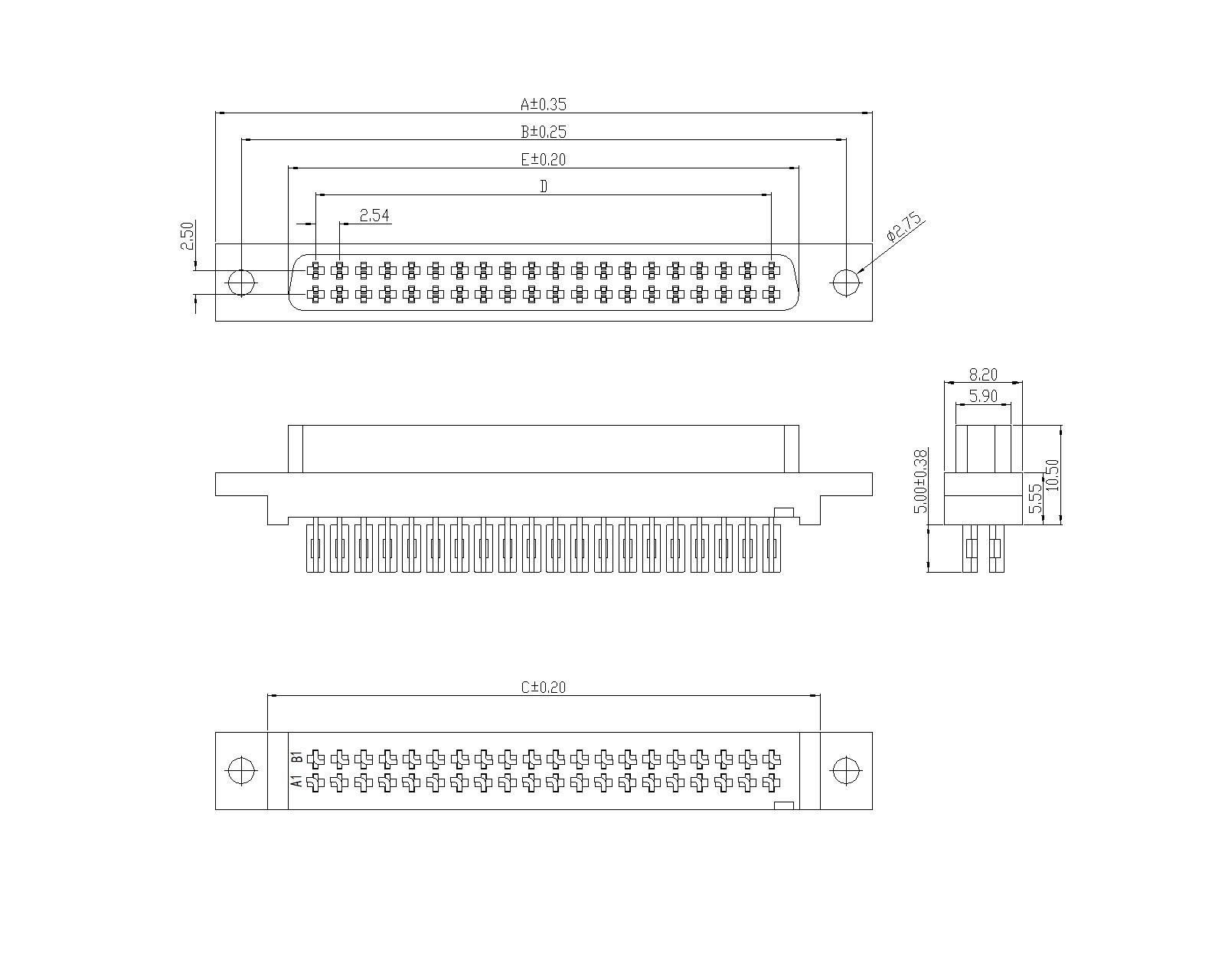 2.54mm Series FCN 8~48P Receptacle Header Con 2.54mm Series FCN 8~48P Receptacle Header Con