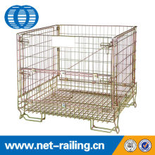 Industrial stackable foldable storage metal wire mesh cage container