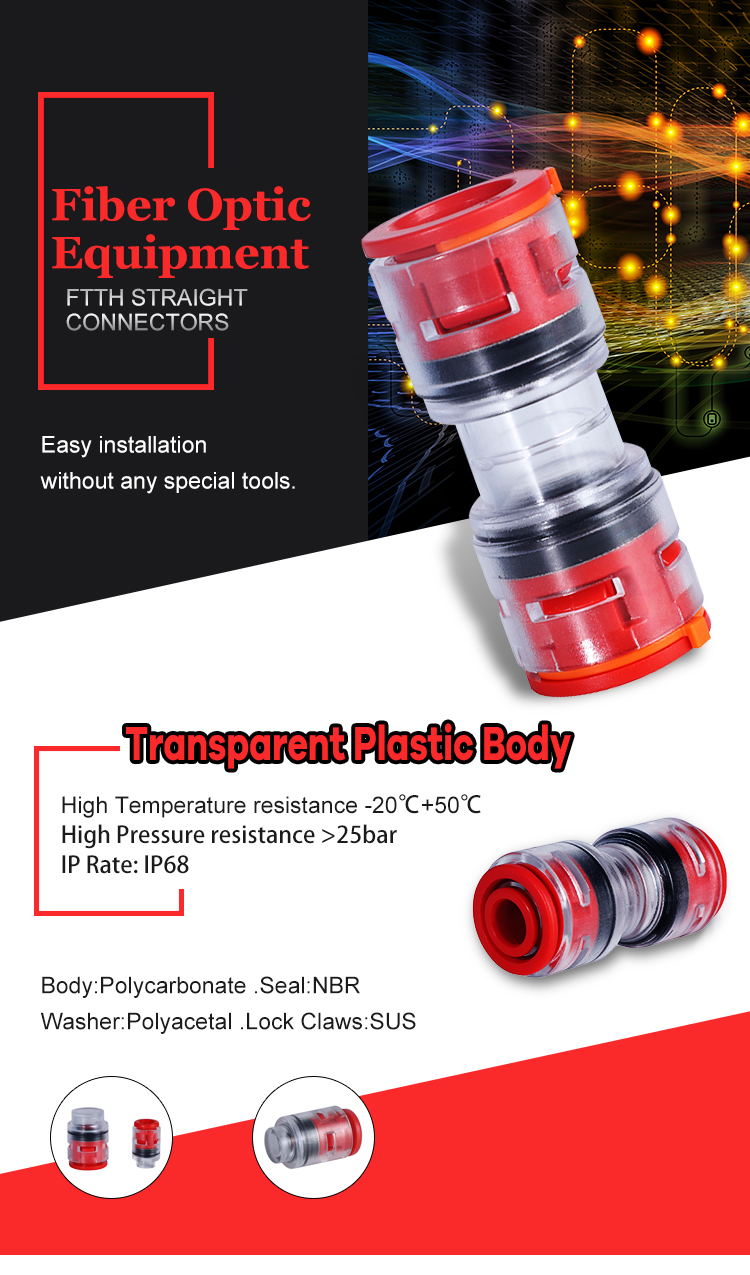 Quick installation microduct push fit connector customized multi size DB straight pipe connector