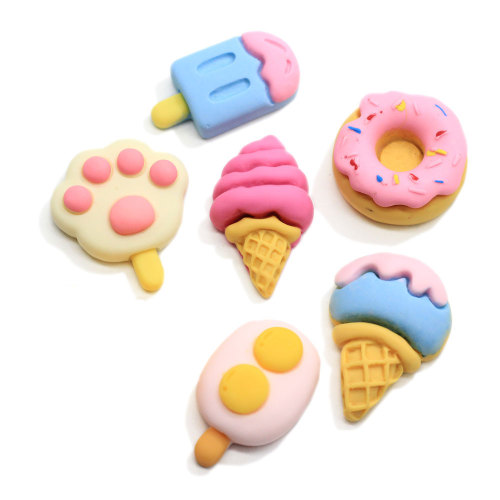 Kawaii Resin Charms Verschiedene Lebensmittel Cabochon Donut Gelato Craft Kleine Dekorationen für Schmuck Telefon Fall