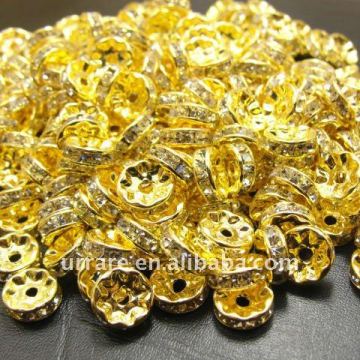10mm Crystal Gold Plating Rondelle Spacer Beads