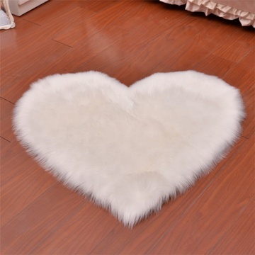 Custom Size Heart Shape Imitation Wool Rug Faux Fur Sheepskin Rug