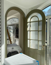 Modern Arched French Doors Interior Wood Design