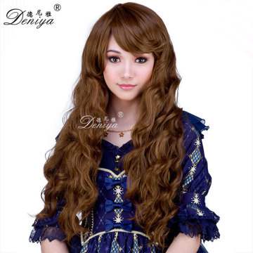 Women Wig Long Full Hair Heat Resistant Curly Wig Natural brown