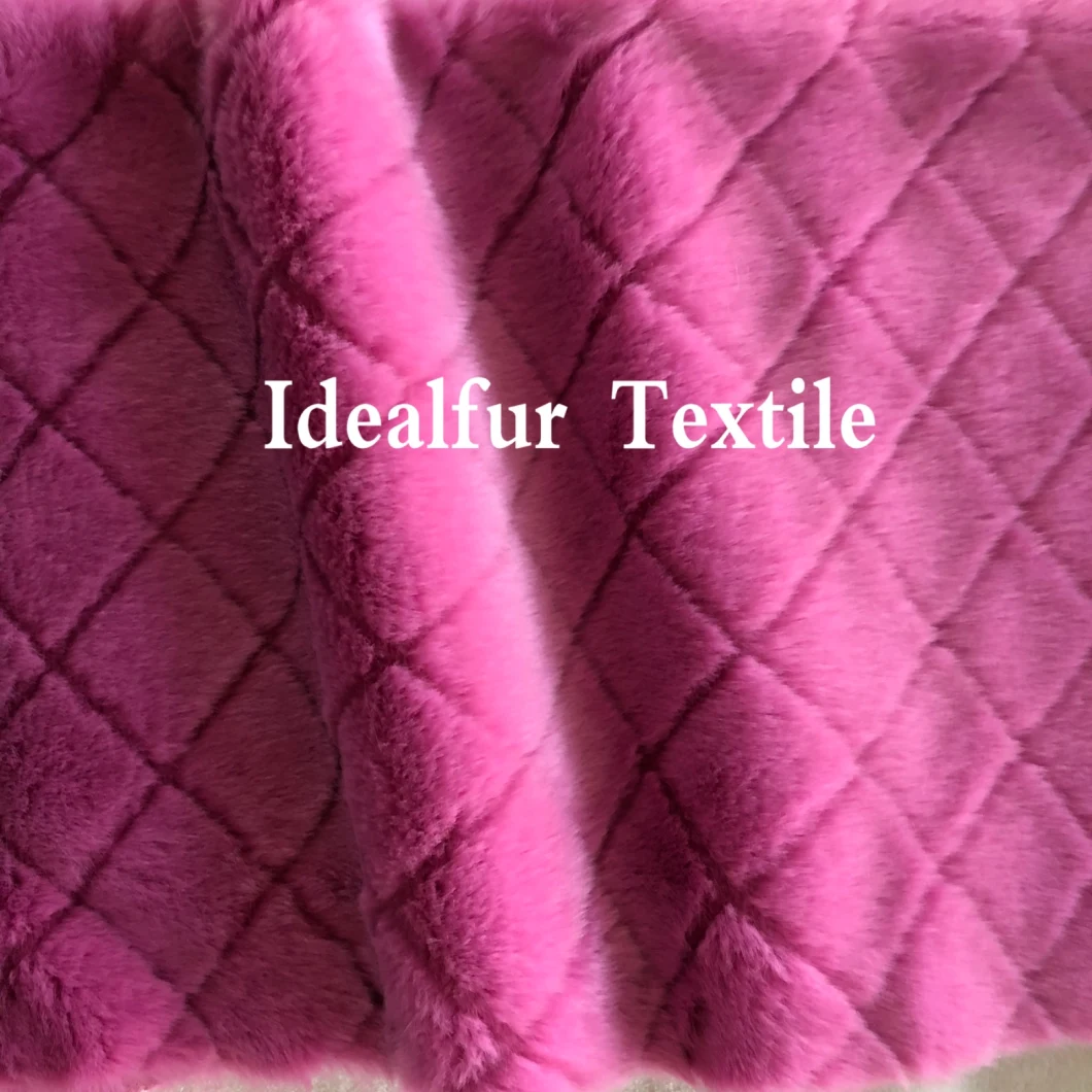 100% Polyester Embossed Imitation Rabbit Fur