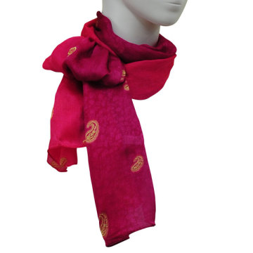 premium silk material scarves embroidery with feather