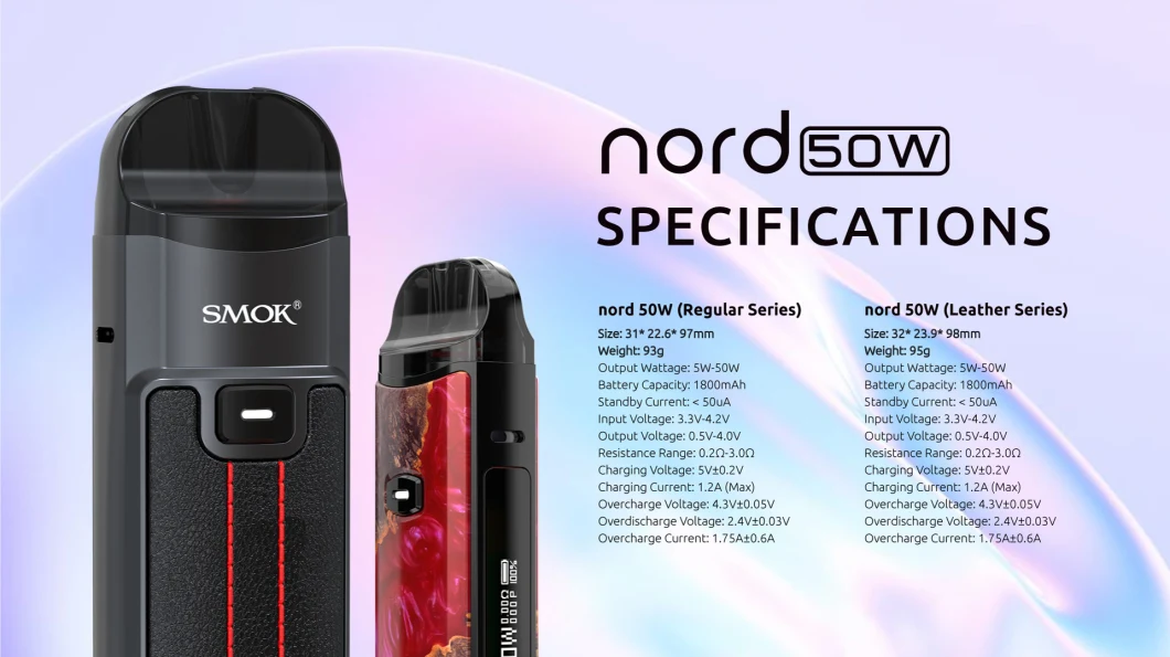 Original Vape Powerful Battery Mod Large Capacity Cartridge Smok Nord 50W Mod Mental Pod System USA Tank Mod Party Electronic Cigarette