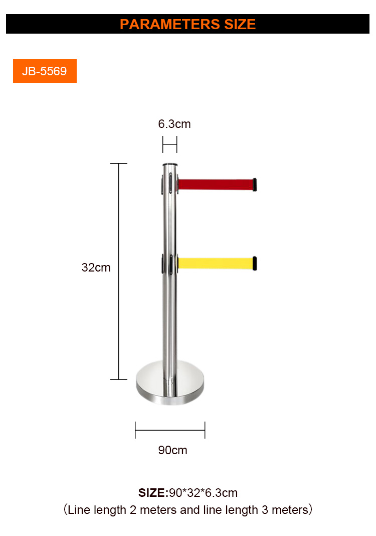 2M Crowd Control Barrier simple barriers management system queue stand line rope stanchion