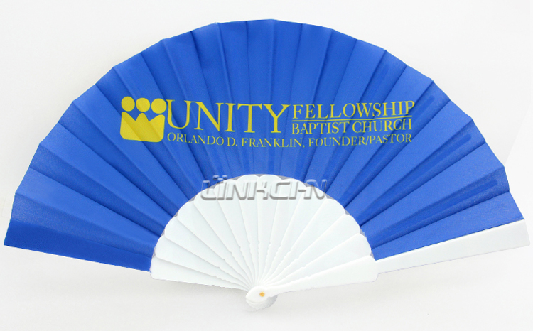 2019 new style plastic sticks fabric hand fan as gift