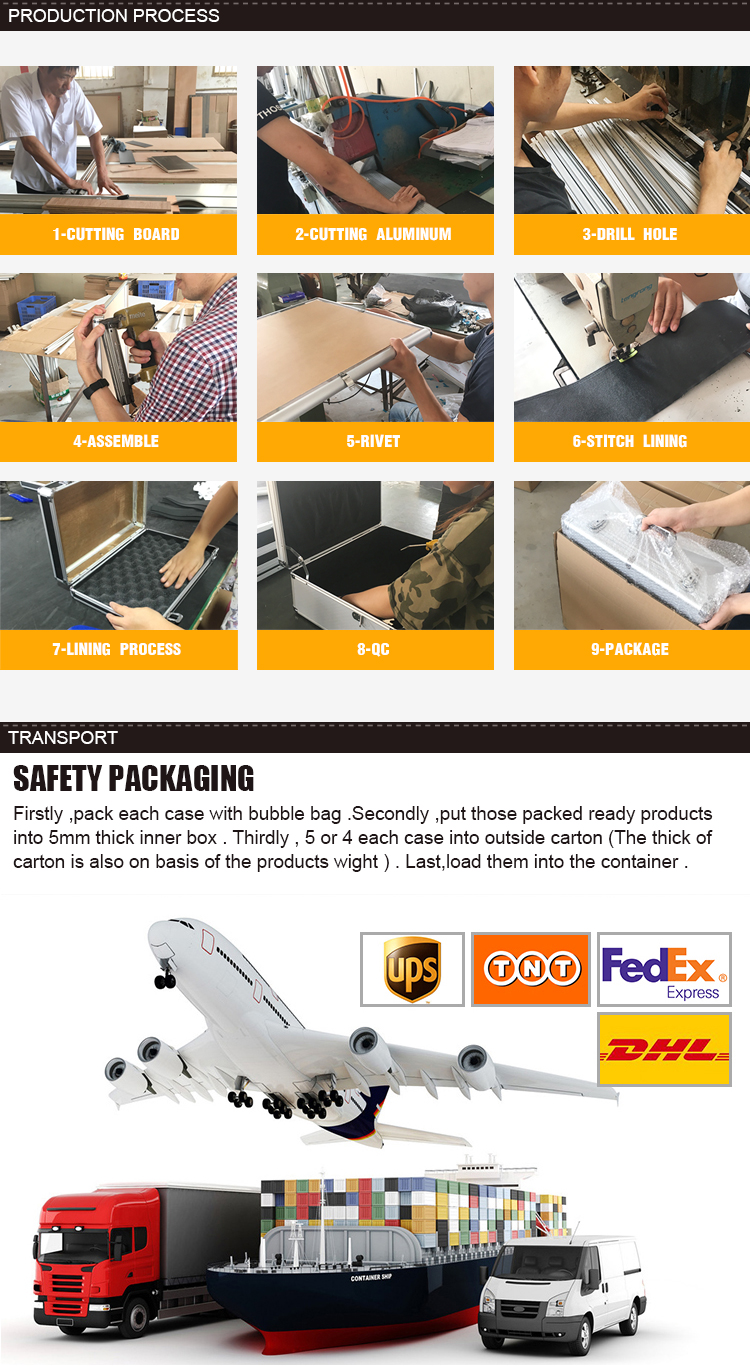 Professional Factory Lockable Silver Aluminum Camera Flight Case DJ Flight Case Foam Padding Lock Speakers