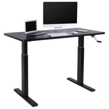 Серый стоячий стол с ручной регулировкой по высоте