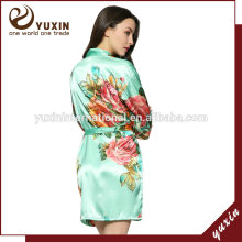 Silk satin floral robe kimono robes bath robe Custom made japan kimono robe LF005