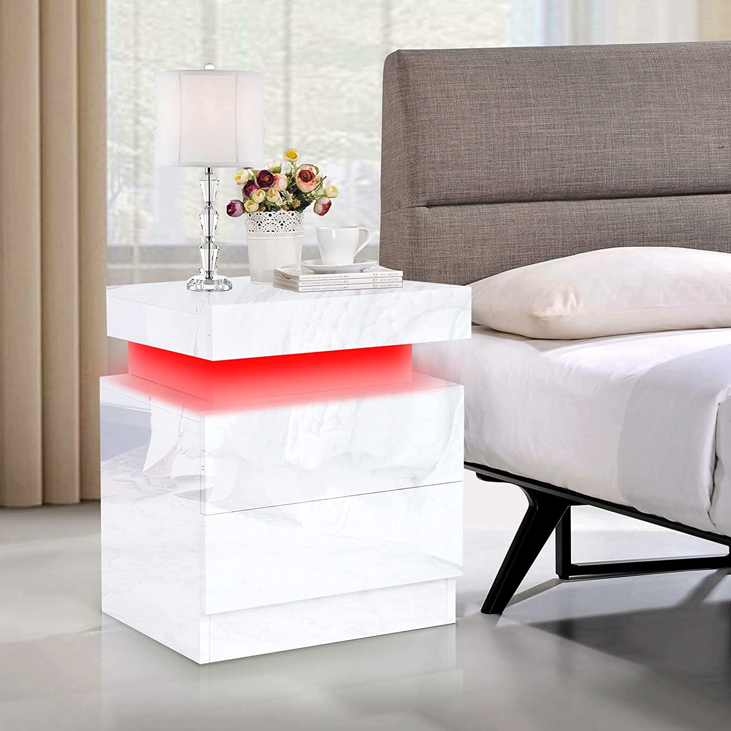 Mesa de cabeceira com luz LED Table LED Light Nightstand