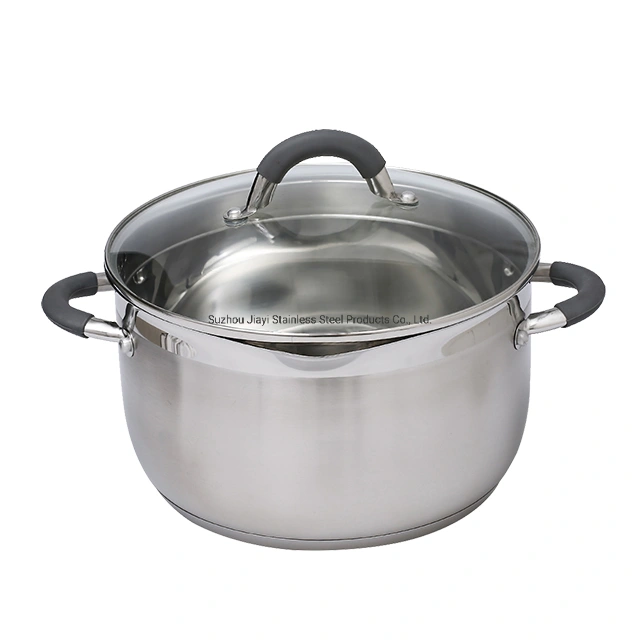 Penjualan Bagus Panci Stainless Steel Terlihat Tutup Kaca Datar Stainless Steel 304 Peralatan Masak Set Makanan Casserole Camping Pot Peralatan Masak