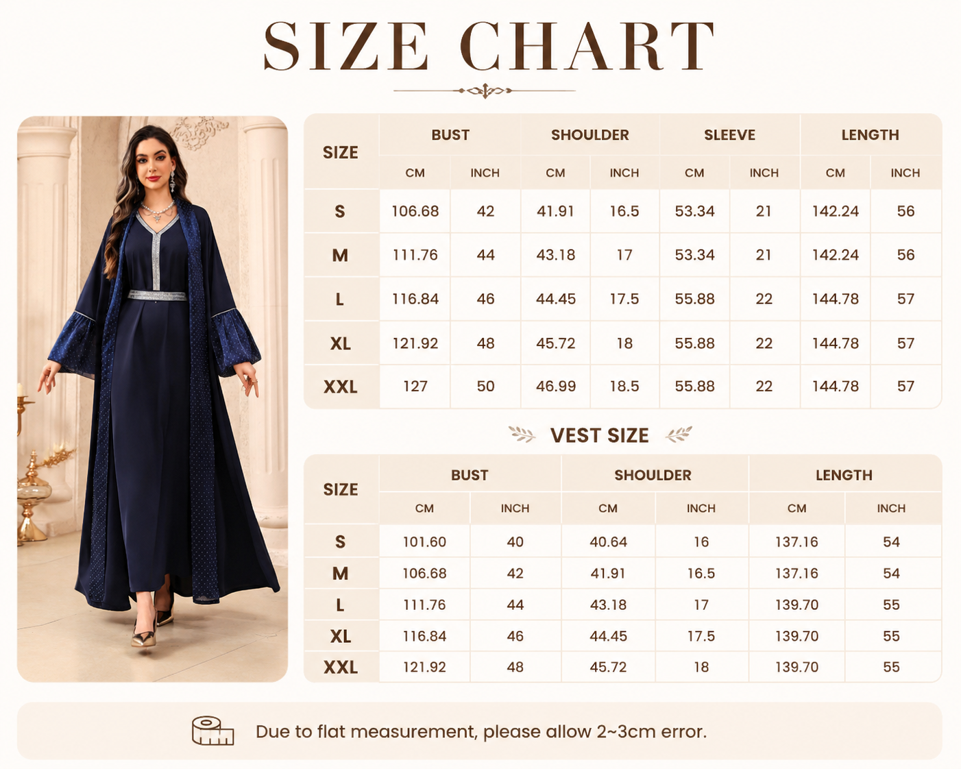 نمای جلو ست عبای روباز تزئین شده با الماس Diamond Embellished Open Abaya Set Front View