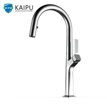 Brass kitchen tap with pull out spray
