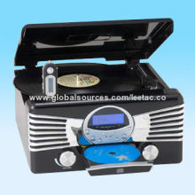 Retro USB Recorder Turntable with CD/MP3, AM/FM Analog Digital Radio, RCA Line-in and RCA Line-out