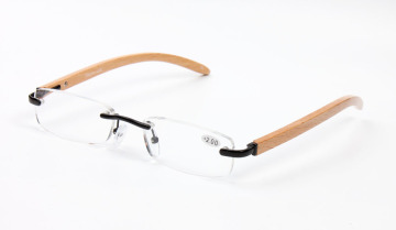 Rimless Optical Reading Glasses Wood Temple Reading Glass