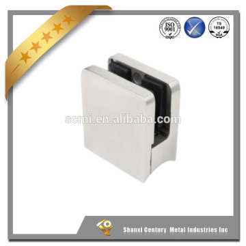 Brushed Finish - Square Profile - Round Back Stainless Steel Glass Clips