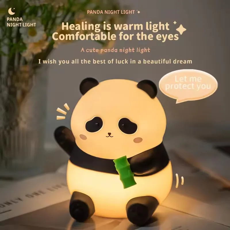 Panda Night Light, Silicone Light for Sleeping, Timed Tapping Light
