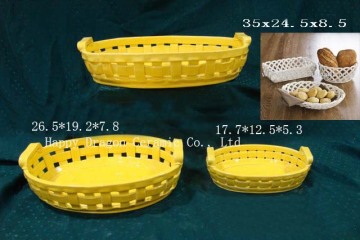 woven Porcelain Bread basket,fruit basket,plate,tableware,oven tableware