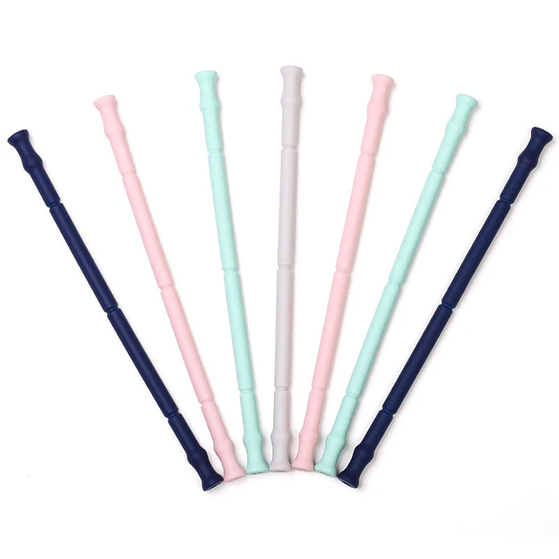 BPA Free Reusable Colorful Silicone Straw with Clean Brush