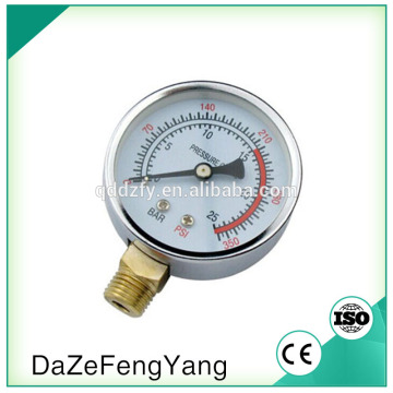 Bar psi pressure gauge brass tube pressure gauge