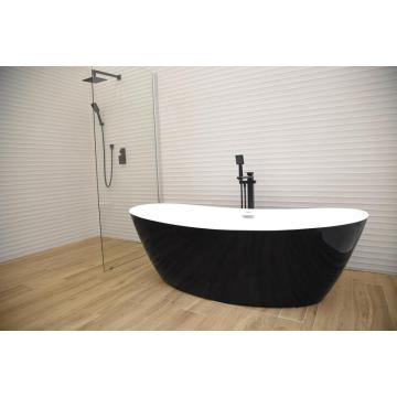 Lujoso Classicial Black Freestanding Bañera Acrílica