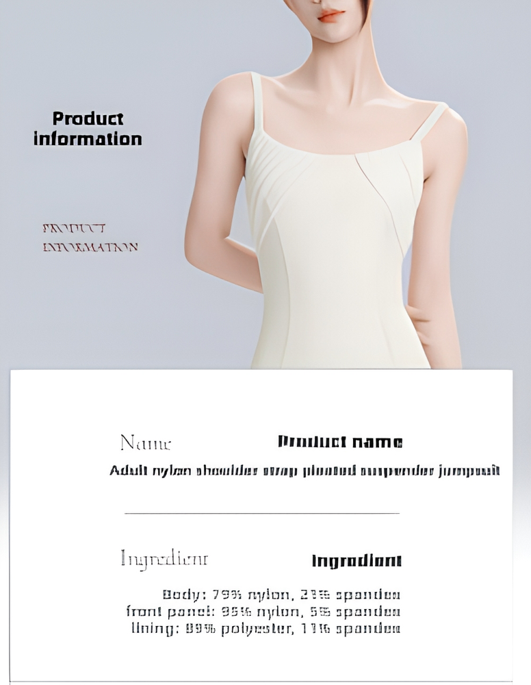 Женский плиссированный нейлоновый купальник без рукавов с ремешками Women's Strappy Pleated Nylon Sleeveless Leotard