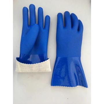 Safety Cuff Cotton Interlock Liner PVC With Granule Coated Work Glove