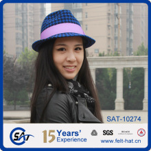 Printed Fedora hat wholesale, 100% pure wool fedora hat