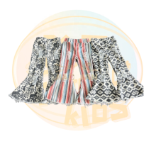 Western Aztec Print Denim Bell Bottoms for Little Girls