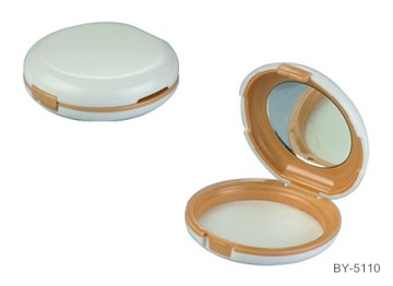 Round White Compact Powder Container With Mirror