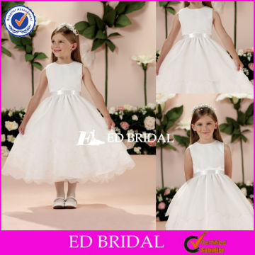 XL279 Latest Design Round Neckline A Line Detachable Sash Ruffle Skirt Kid Dress