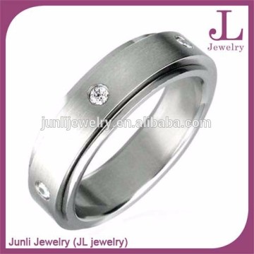 Classic Czech Stone Silver Rotating Spinner Ring Stainless Steel Spinner Ring