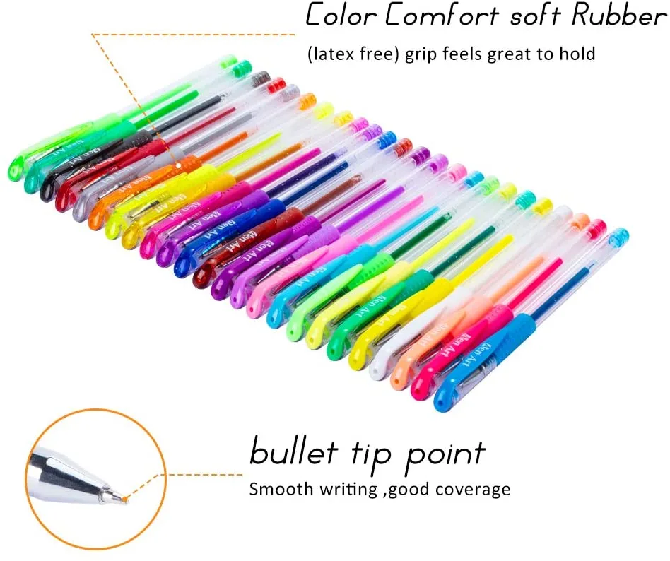 Adult Coloring Books Colored Pen with 40% More Ink for Drawing, Doodling Crafts Scrapbooks Bullet Journaling 30 Colors Gel Marker Gel Pens