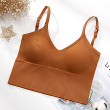 Women's Longline Sports Bra Camisole Crop Top with Built-in Bralette - Double Layer Support