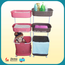 China Large size new flexible plastic Laundry basket with wheels and Handle
