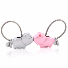 Двойная сердечная прекрасная свиная пара брелок для ключей