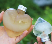 Clear Easy Open Juice Beverages in Sealed Plastic Hearts