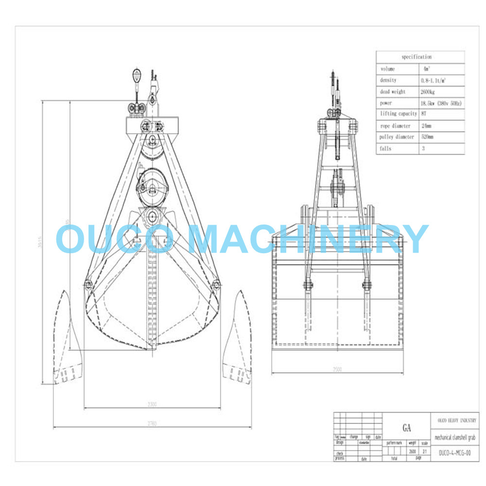 Mechanical Grab Bucket Drawing 2