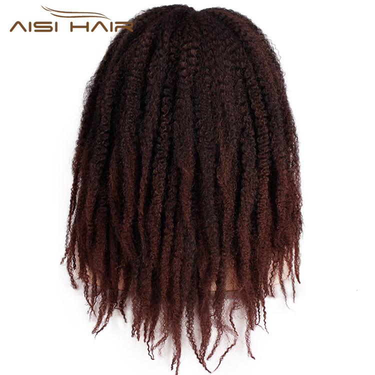 Aisi Hair Synthetic Afro Kinky Curly Hair Braided Long Wigs Dark Brown Marley Braiding Hair Wig for Black Women