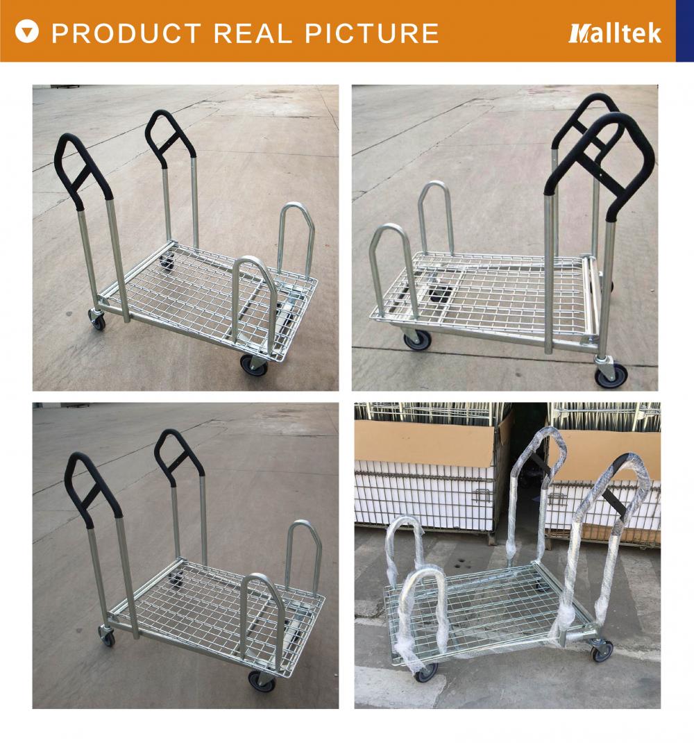 Warehouse High Quality 4 wheel galvanized Stock Trolley