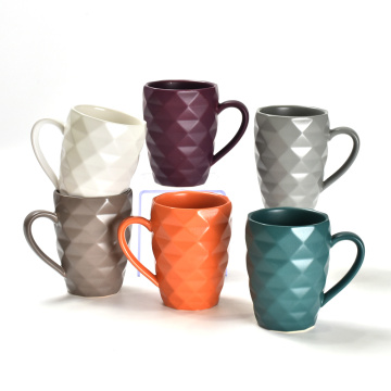 Diamond ceramic 16oz capacity pottery mugs diamond cup